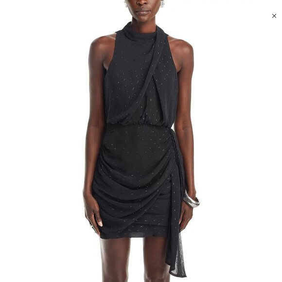 AQUA | Metallic Draped Mini Dress  (Size XS) - Picture 5 of 8